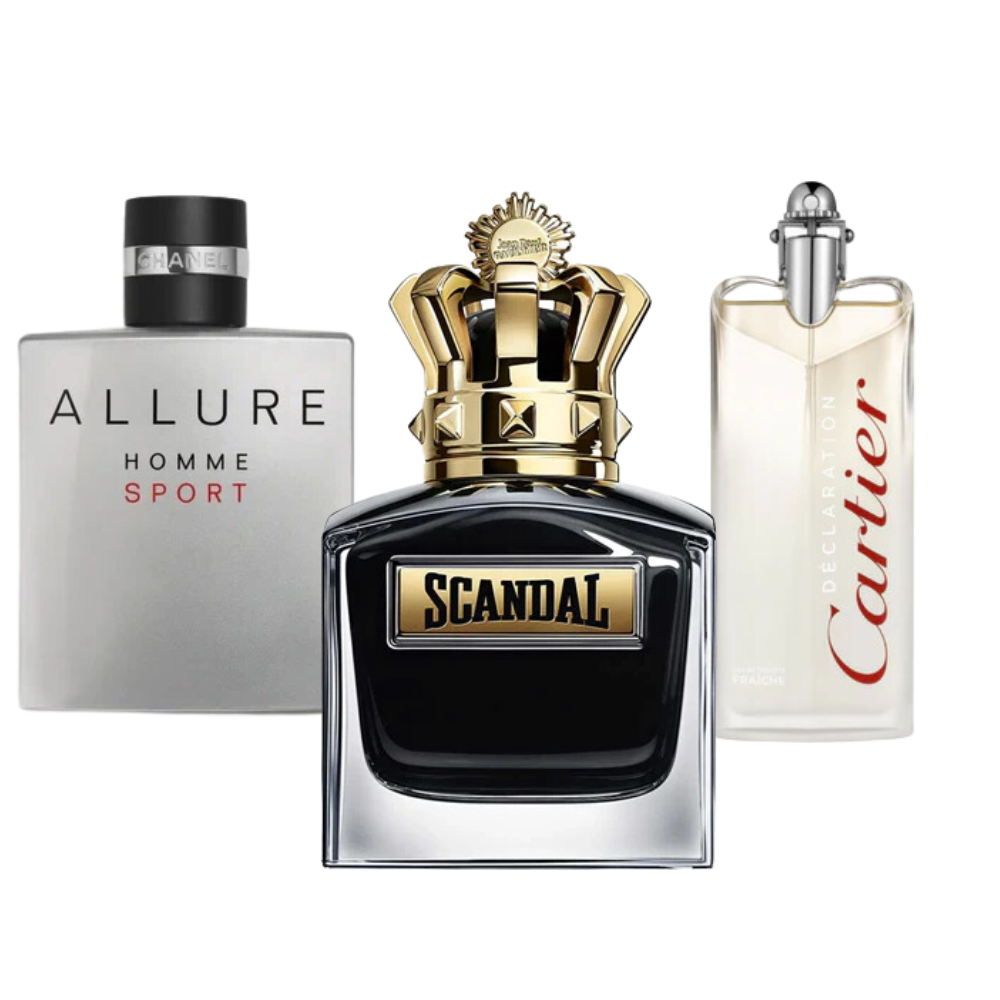 3 Perfumes Allure Homme Sport, Jean Paul Gaultier Scandal, Cartier Declaration (Eau de Parfum)