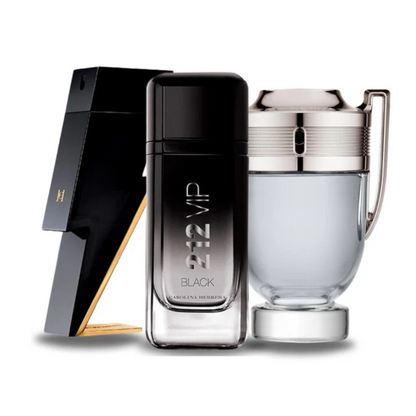 3 Perfumes Carolina Herrera BAD BOY, Carolina Herrera 212 VIP BLACK and Paco Rabanne INVICTUS 100ml (Eau de Parfum)